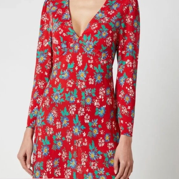 RIXO Red Garden Party Silk Dress - Nadine - Size Xs/S - Picture 1 of 3